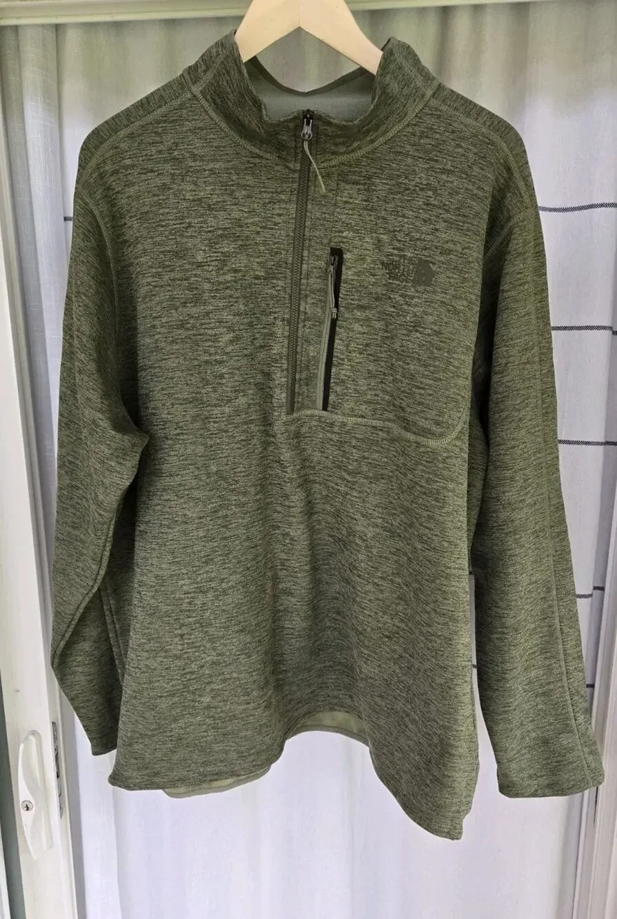 North Face Mens XXL Green 1/4 Zip Fleece Pull Over Jacket